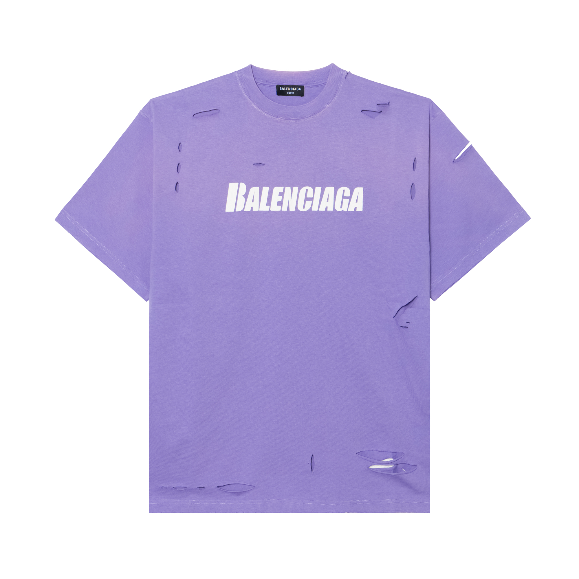 Buy (W) Balenciaga SS22 Camiseta Efecto Destruido Crewneck Púrpura. 651795TKVB83078