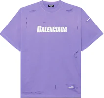 (Women) Balenciaga SS22 Destroyed Effect Crewneck T-Shirt Purple. 651795TKVB83078 (Women) Balenciaga SS22 Destroyed Effect Crewneck T-Shirt Purple. 651795TKVB83078