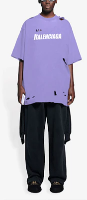 (W) Balenciaga SS22 Camiseta Efecto Destruido Crewneck Púrpura. 651795TKVB83078 Shop (W) Balenciaga SS22 Camiseta Efecto Destruido Crewneck Púrpura. 651795TKVB83078