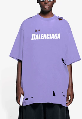 (W) Balenciaga SS22 Camiseta Efecto Destruido Crewneck Púrpura. 651795TKVB83078 Purchase (W) Balenciaga SS22 Camiseta Efecto Destruido Crewneck Púrpura. 651795TKVB83078