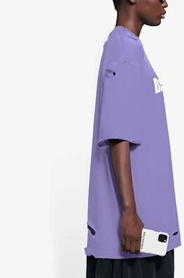 (W) Balenciaga SS22 Camiseta Efecto Destruido Crewneck Púrpura. 651795TKVB83078 Sizing (W) Balenciaga SS22 Camiseta Efecto Destruido Crewneck Púrpura. 651795TKVB83078
