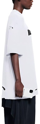 (W) Balenciaga SS22 Destroyed T-Shirt Putih Oversized Design Lusuh. 651795TKVB89040 Sizing (W) Balenciaga SS22 Destroyed T-Shirt Putih Oversized Design Lusuh. 651795TKVB89040