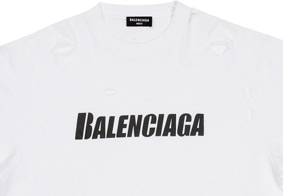 (W) Balenciaga SS22 Destroyed T-Shirt Putih Oversized Design Lusuh. 651795TKVB89040 Cheap (W) Balenciaga SS22 Destroyed T-Shirt Putih Oversized Design Lusuh. 651795TKVB89040