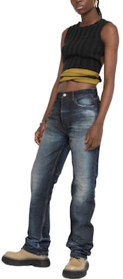 (W) 발렌시아가 SS22 여성 블루 페이디드 스트레이트 레그 코튼 진 681733TDW144443 Purchase (W) 발렌시아가 SS22 여성 블루 페이디드 스트레이트 레그 코튼 진 681733TDW144443