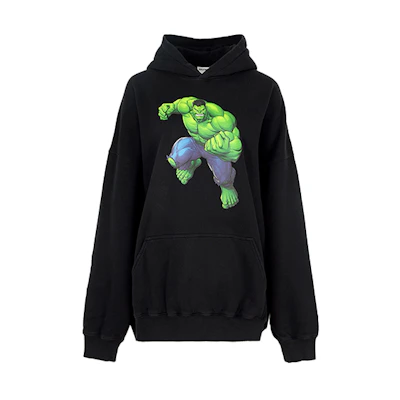 (Women) Balenciaga SS22 Hulk Graphic Oversized Hoodie Black 651799TLV581000
