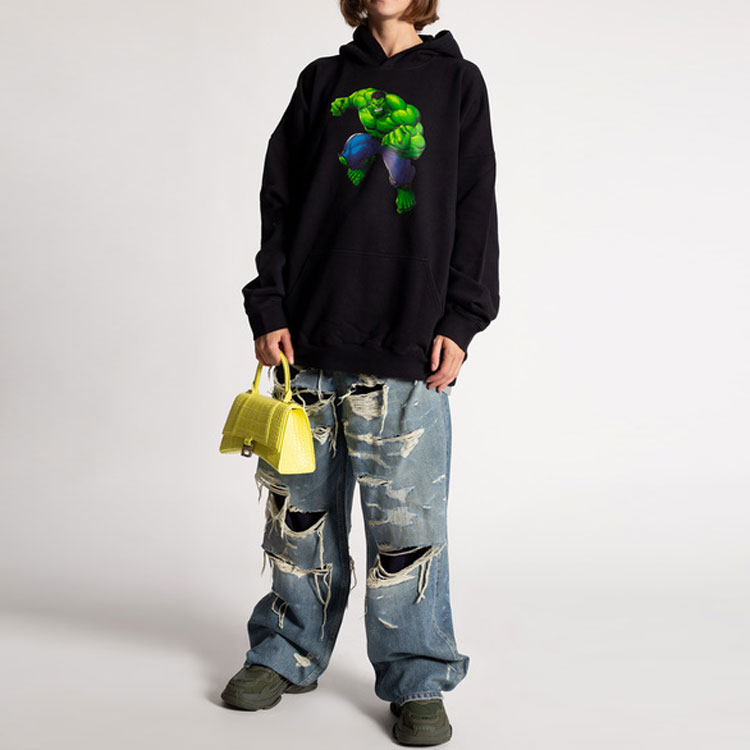 (Women) Balenciaga SS22 Hulk Graphic Oversized Hoodie Black 651799TLV581000 圖 6