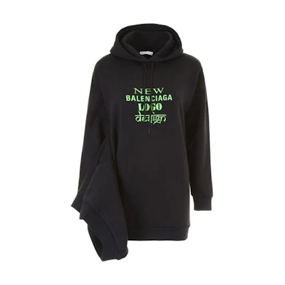 (Women) Balenciaga SS22 Letter Print Black Hoodie Long Sleeve for Women. 518236TYK471000