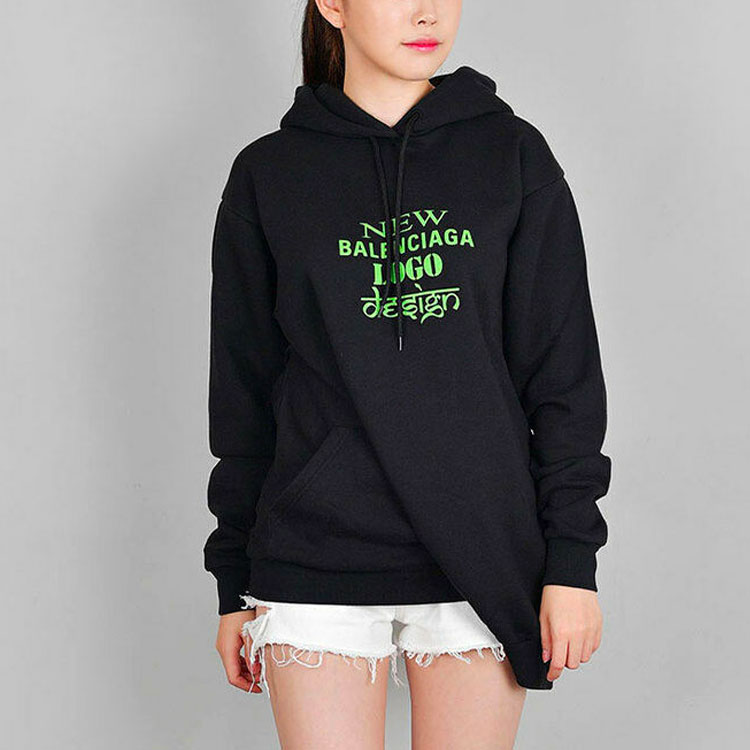 Purchase (Women) Balenciaga SS22 Letter Print Black Hoodie Long Sleeve for Women. 518236TYK471000