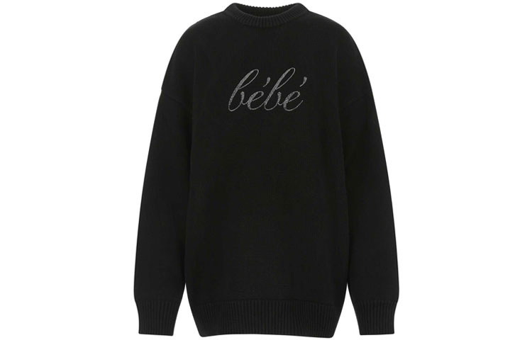 (Women) Balenciaga SS22 Letter Print Crewneck Pullover Sweater Women Black 682001T32250100