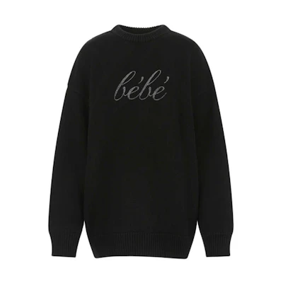 (Women) Balenciaga SS22 Letter Print Crewneck Pullover Sweater Women Black 682001T32250100