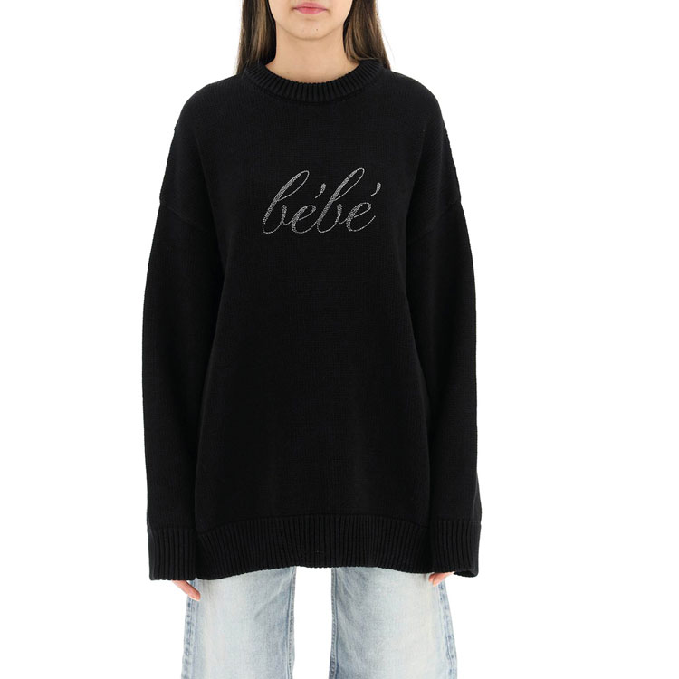 Lookbook (Women) Balenciaga SS22 Letter Print Crewneck Pullover Sweater Women Black 682001T32250100