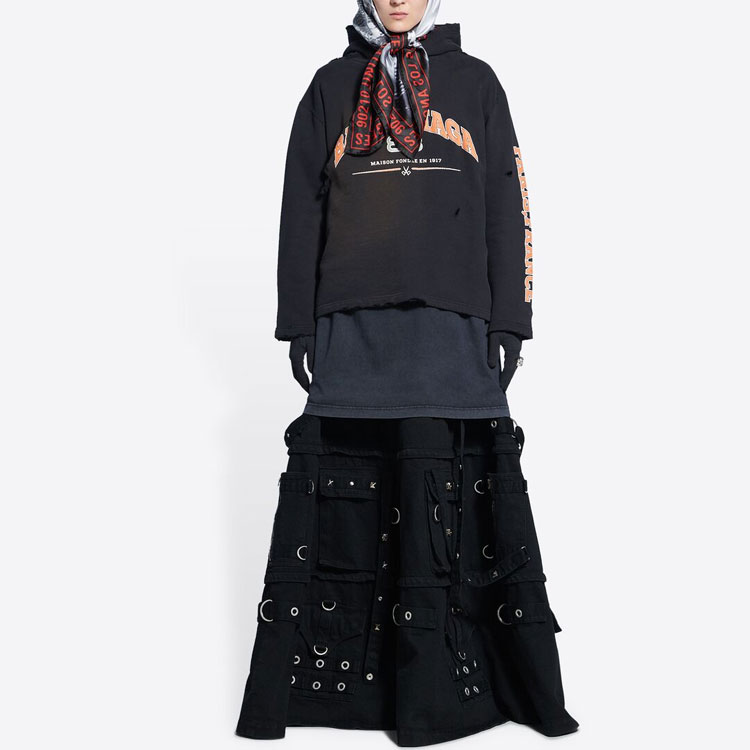 (Women) Balenciaga SS22 Letter Print Hoodie Regular Fit  Black 670946TLVJ30107 圖 4