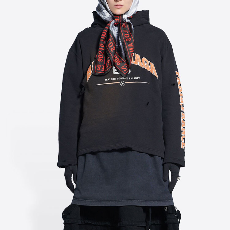 (Women) Balenciaga SS22 Letter Print Hoodie Regular Fit  Black 670946TLVJ30107 圖 6