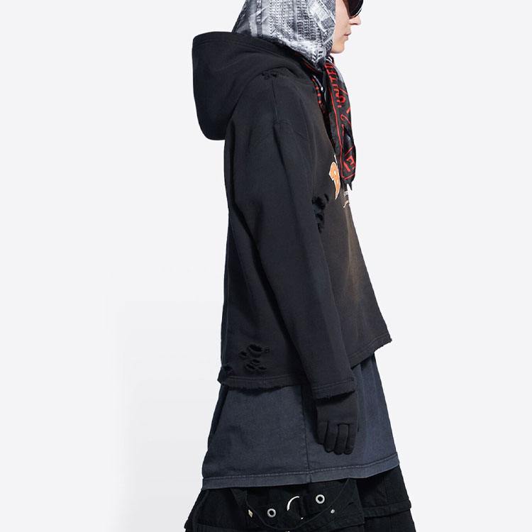 (Women) Balenciaga SS22 Letter Print Hoodie Regular Fit  Black 670946TLVJ30107 圖 7