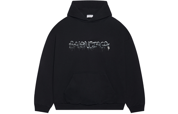 (Women) Balenciaga SS22 Letter Print Oversized Black Hoodie. 675003TLVF21069 圖 2