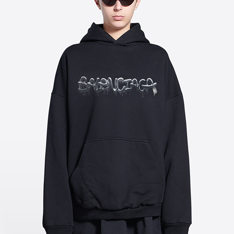 (Women) Balenciaga SS22 Letter Print Oversized Black Hoodie. 675003TLVF21069 圖 5