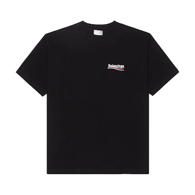 (Women) Balenciaga SS22 Logo Embroidered Cropped Loose Fit T-Shirt Black 641655TKVJ11070