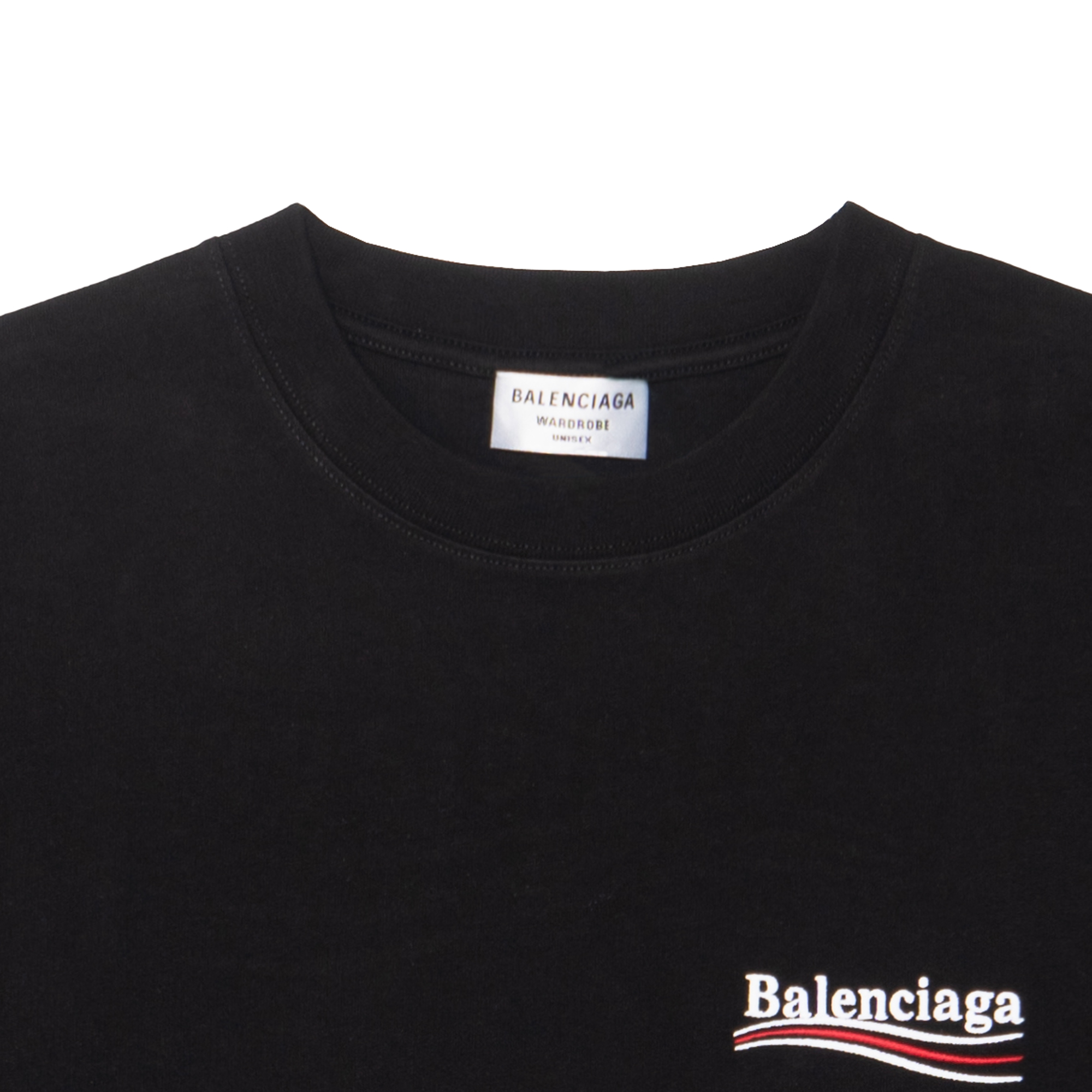 Purchase (Women) Balenciaga SS22 Logo Embroidered Cropped Loose Fit  T-Shirt Black 641655TKVJ11070