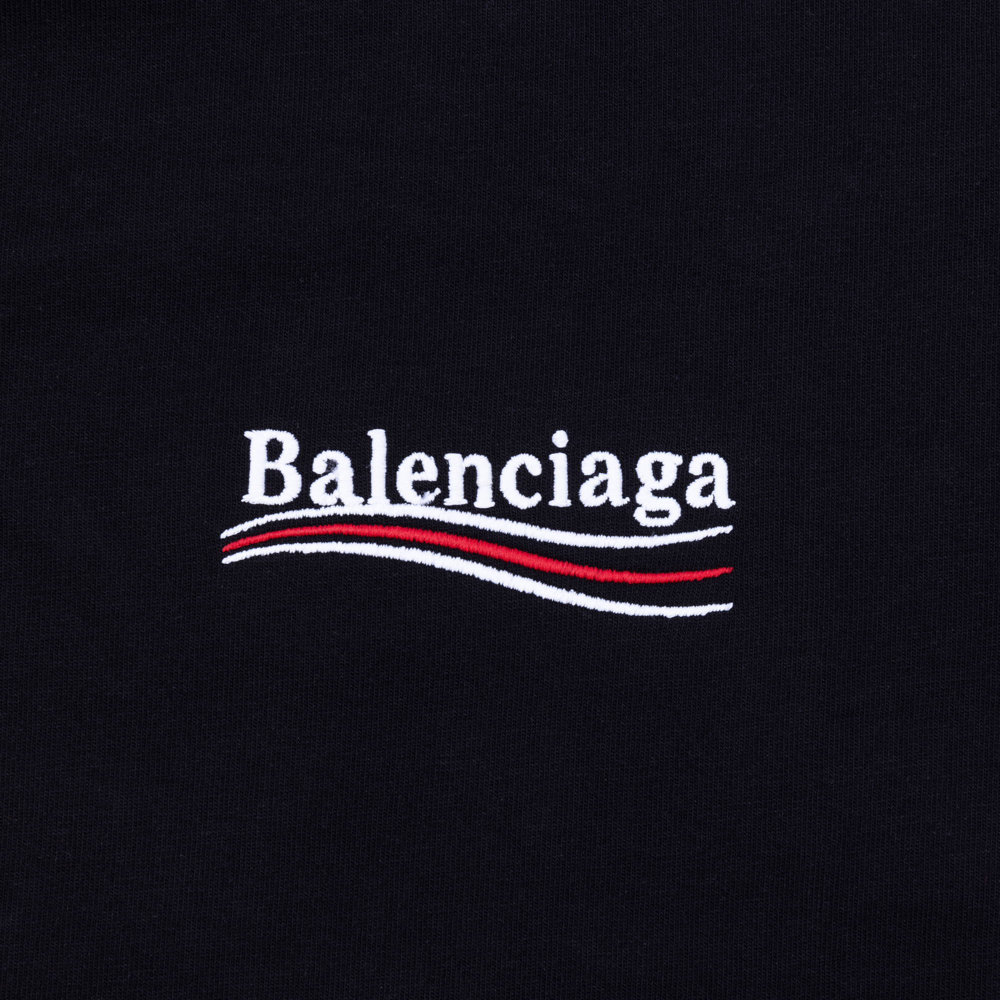 Cheap (Women) Balenciaga SS22 Logo Embroidered Cropped Loose Fit  T-Shirt Black 641655TKVJ11070