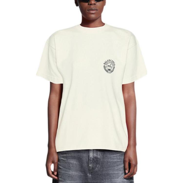 (Women) Balenciaga SS22 Logo Graphic Print T-Shirt Beige . 612965TMVA29069 圖 5