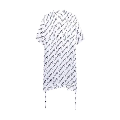(Women) Balenciaga SS22 Logo Print Short Sleeve Dress Women’s White 675386TLLJ59040