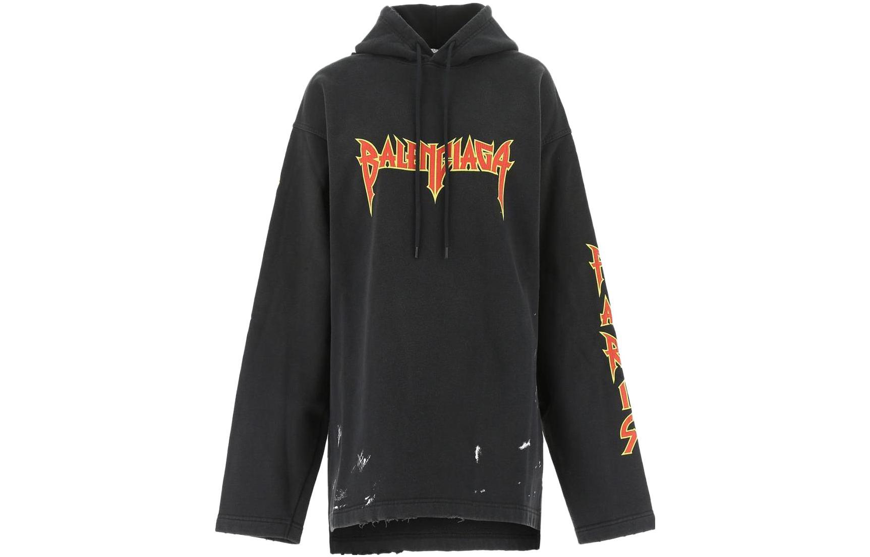 Order (Women) Balenciaga SS22 Metallica Graphic Oversized Cotton Hoodie Black - . 698083TMV890105
