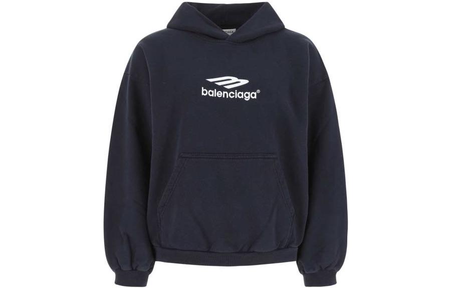 (Women) Balenciaga SS22 Navy Blue  Pullover Hoodie with Front Logo. 697874TMVA60396 圖 2