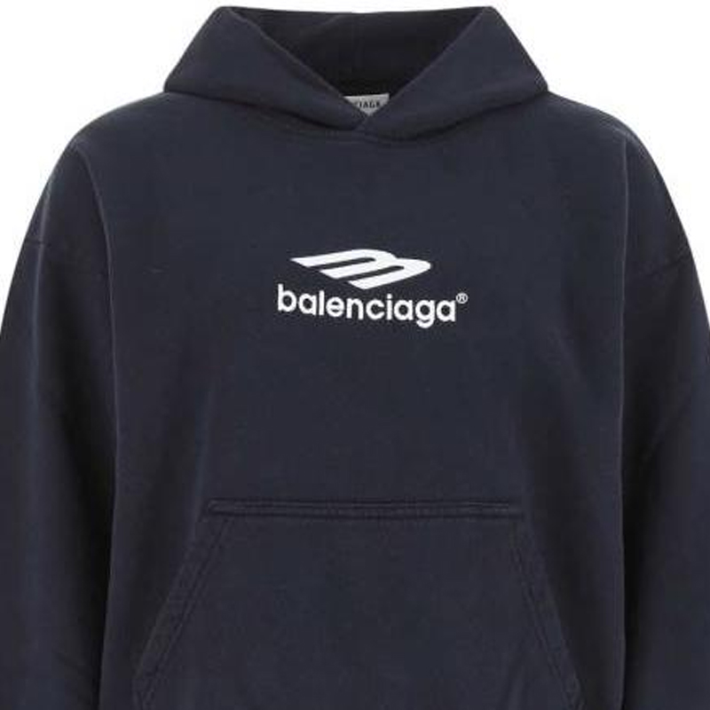 (Women) Balenciaga SS22 Navy Blue  Pullover Hoodie with Front Logo. 697874TMVA60396 圖 4