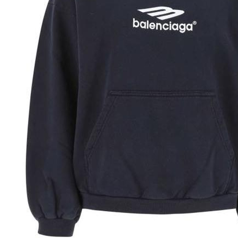 (Women) Balenciaga SS22 Navy Blue  Pullover Hoodie with Front Logo. 697874TMVA60396 圖 7