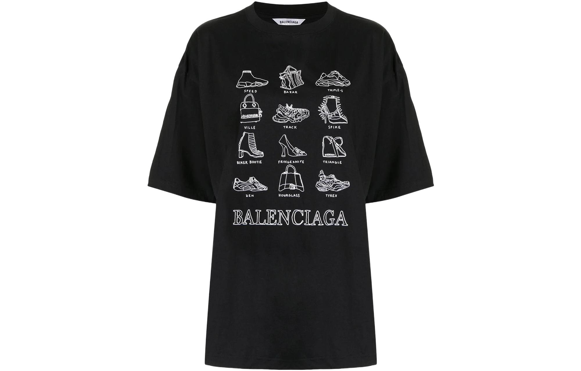 (Women) Balenciaga SS22 Oversized Graphic T-Shirt Black  Collection. 641532TJV801070