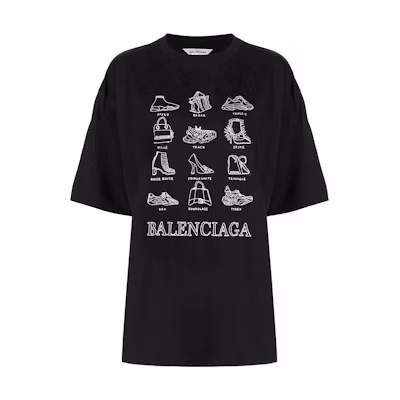 (Women) Balenciaga SS22 Oversized Graphic T-Shirt Black Collection. 641532TJV801070