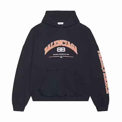 (Women) Balenciaga SS22 Oversized Logo Print Hoodie Black. 675003TLVJ21074