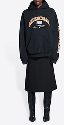(W) Balenciaga SS22 Hoodie Oversized Logo Cetak Hitam. 675003TLVJ21074 Shop (W) Balenciaga SS22 Hoodie Oversized Logo Cetak Hitam. 675003TLVJ21074