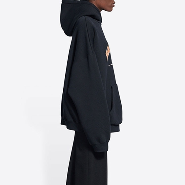 Sizing (W) Balenciaga SS22 Hoodie Oversized Logo Cetak Hitam. 675003TLVJ21074
