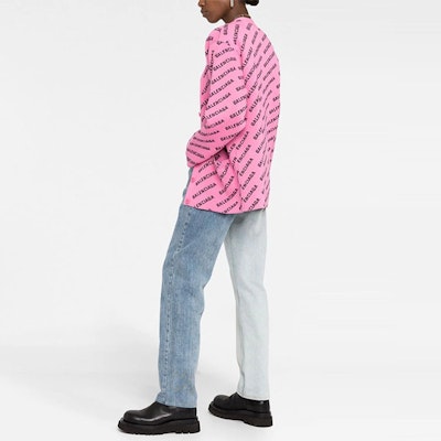 (W) Cárdigan Rosa Balenciaga SS22 de Punto con Logo por Toda Parte para Mujer. 704456T32335231 Purchase (W) Cárdigan Rosa Balenciaga SS22 de Punto con Logo por Toda Parte para Mujer. 704456T32335231