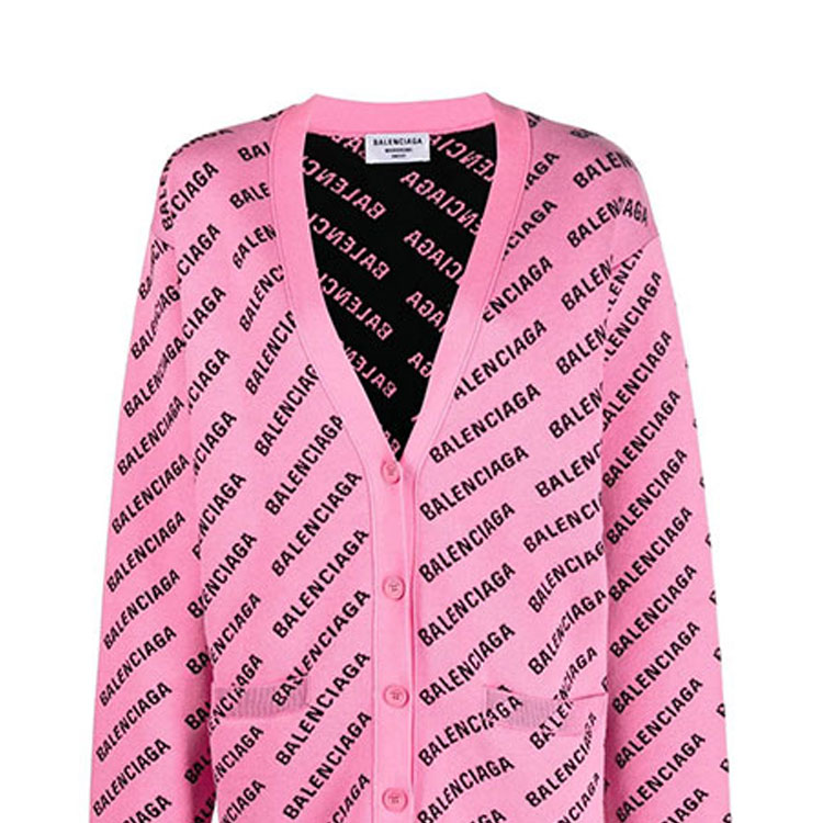 Details for (W) Cárdigan Rosa Balenciaga SS22 de Punto con Logo por Toda Parte para Mujer. 704456T32335231