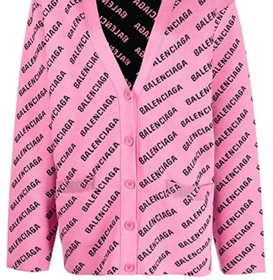 (W) Cárdigan Rosa Balenciaga SS22 de Punto con Logo por Toda Parte para Mujer. 704456T32335231 Sizing (W) Cárdigan Rosa Balenciaga SS22 de Punto con Logo por Toda Parte para Mujer. 704456T32335231