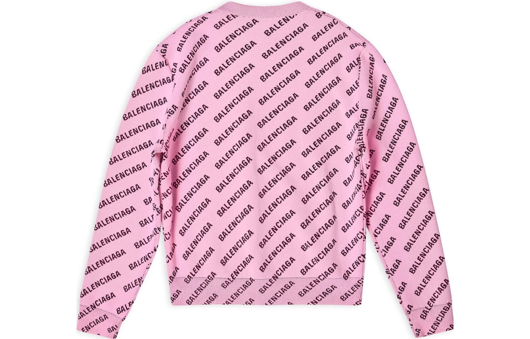 Lookbook (Women) Balenciaga SS22 Pink Logo Knit Crewneck Pullover Sweater Women. 704428T32335231