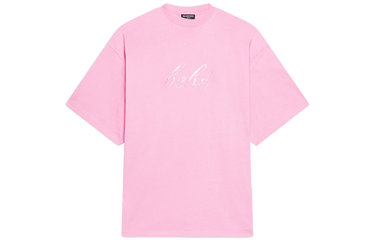 (Women) Balenciaga SS22 Pink Sequin Logo Oversized T-Shirt for Women. 681314TLVH40563 圖 2
