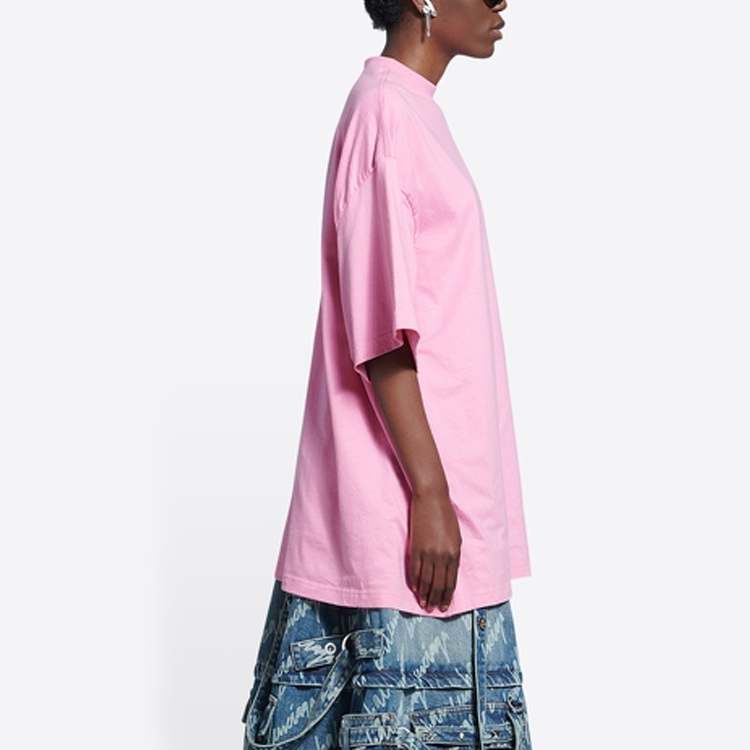 (Women) Balenciaga SS22 Pink Sequin Logo Oversized T-Shirt for Women. 681314TLVH40563 圖 7