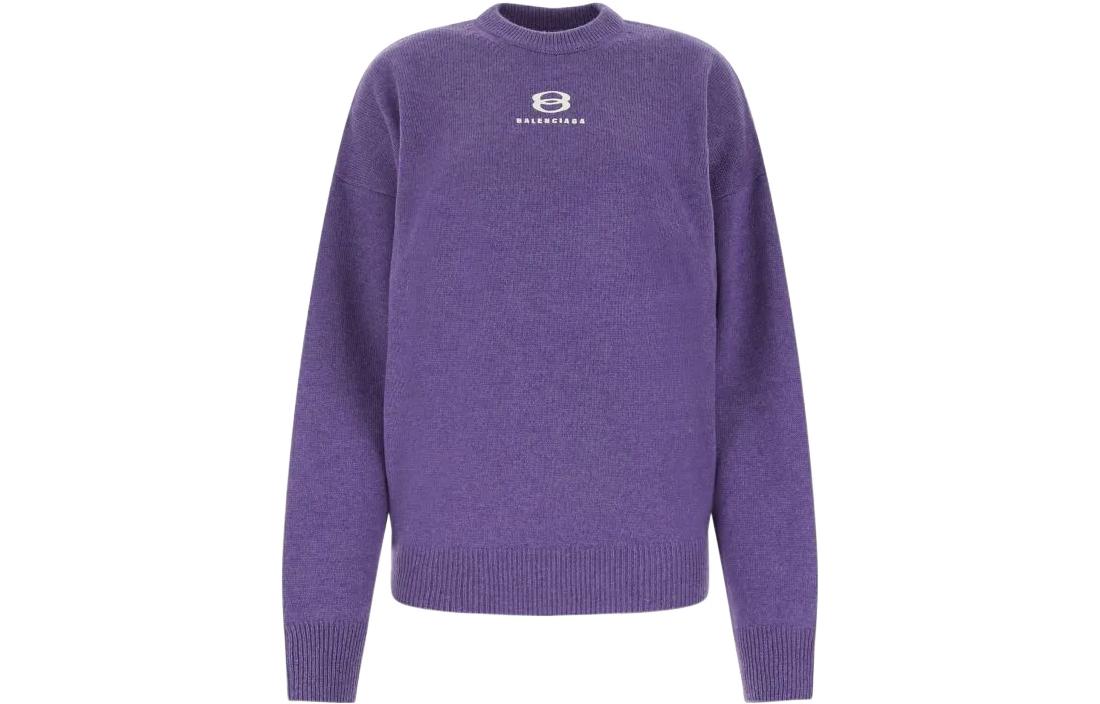 (Women) Balenciaga SS22 Purple Logo Print Knit Pullover Sweater Women. 681968T41235300 圖 2