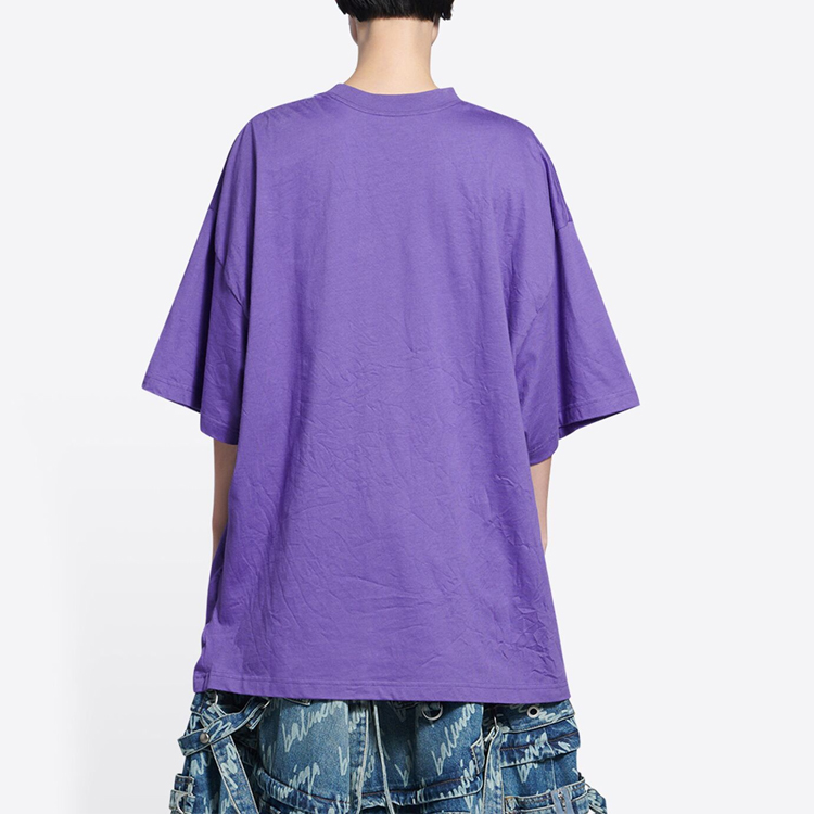 (Women) Balenciaga SS22 Sequin Letter Logo Purple Crewneck Casual T-Shirt Women. 681314TLVH40553 圖 6