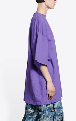 (W) 巴黎世家SS22亮片字母标紫色圆领休闲T恤女款 681314TLVH40553 Sizing (W) 巴黎世家SS22亮片字母标紫色圆领休闲T恤女款 681314TLVH40553
