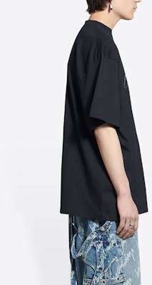 (Women) Balenciaga SS22 Sequin Logo Black Crewneck T-Shirt Women. 681314TLVH41000 Sizing (Women) Balenciaga SS22 Sequin Logo Black Crewneck T-Shirt Women. 681314TLVH41000