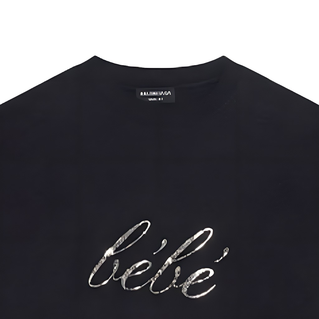 Cheap (Women) Balenciaga SS22 Sequin Logo Black Crewneck T-Shirt Women. 681314TLVH41000