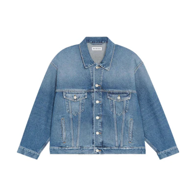 (Women) Balenciaga SS22 Single-Breasted Crystal Embellished Denim Jacket Indigo Women. 683379TJW604012