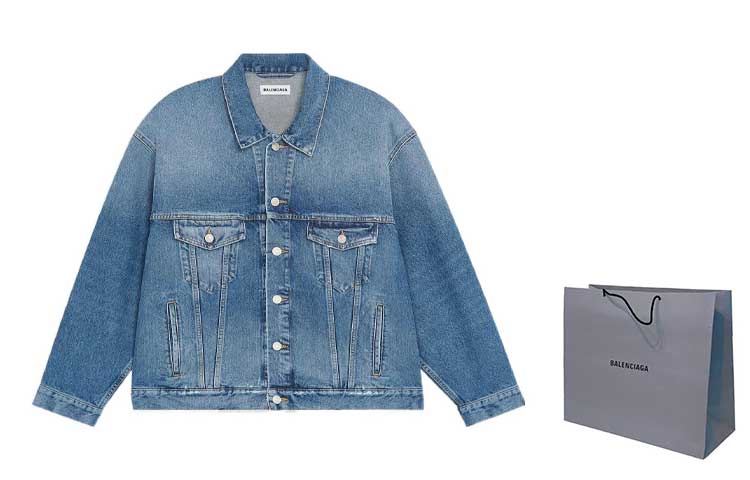 Shop (W) Balenciaga SS22 單排扣水晶裝飾丹寧外套靛藍 女裝. 683379TJW604012