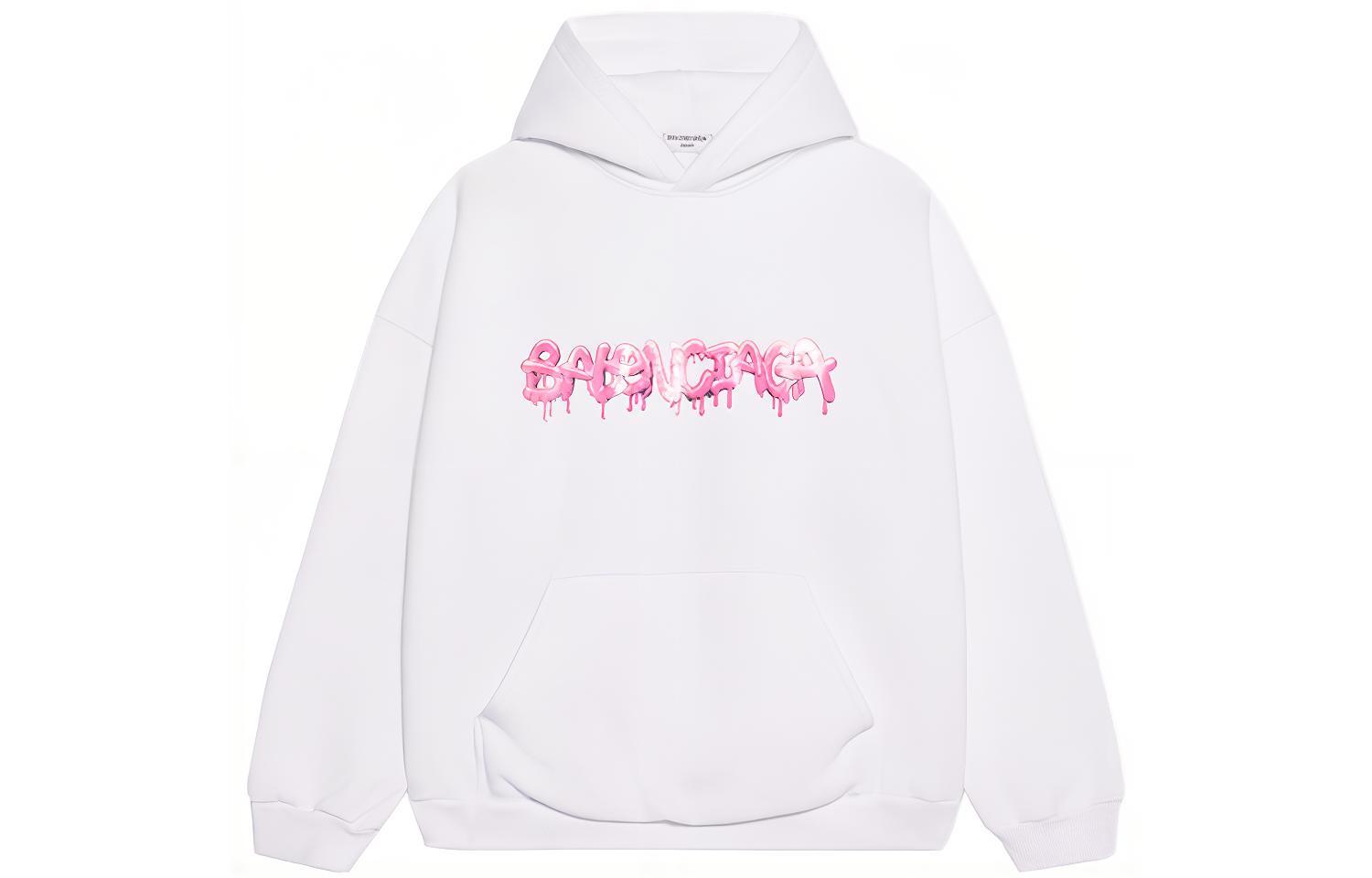(Women) Balenciaga SS22 Slime Logo Print Oversized Hoodie Women White. 675003TLVF29014 圖 2