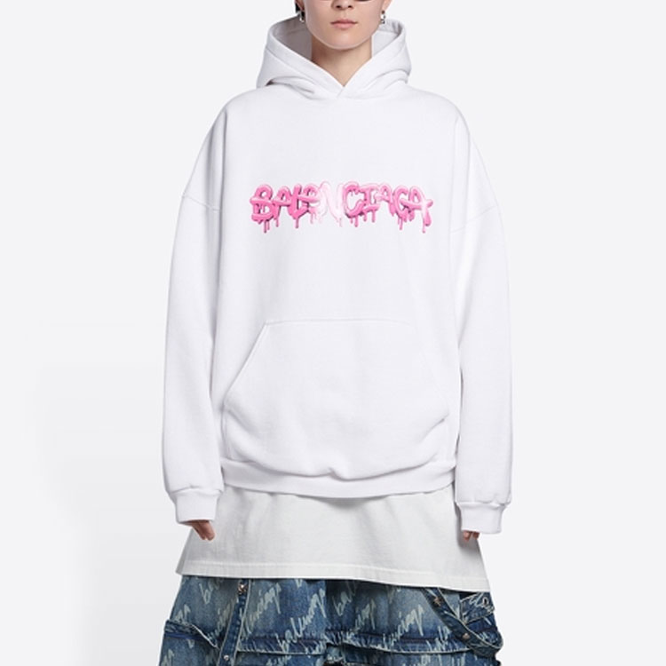 (Women) Balenciaga SS22 Slime Logo Print Oversized Hoodie Women White. 675003TLVF29014 圖 5