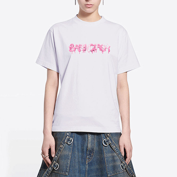 (Women) Balenciaga SS22 SLIME Print White Crewneck T-Shirt 612965TLVF19014 圖 4